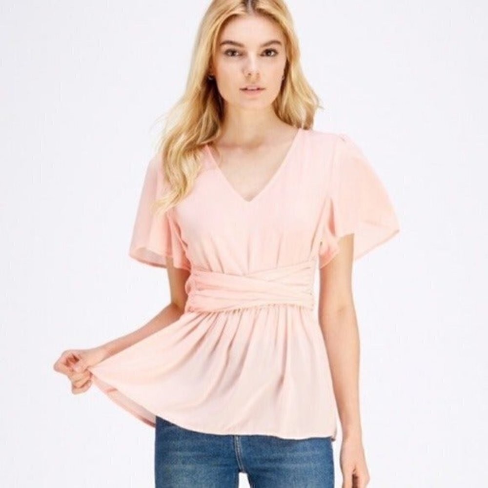 Entro Pink V-Neck Wrap Top
